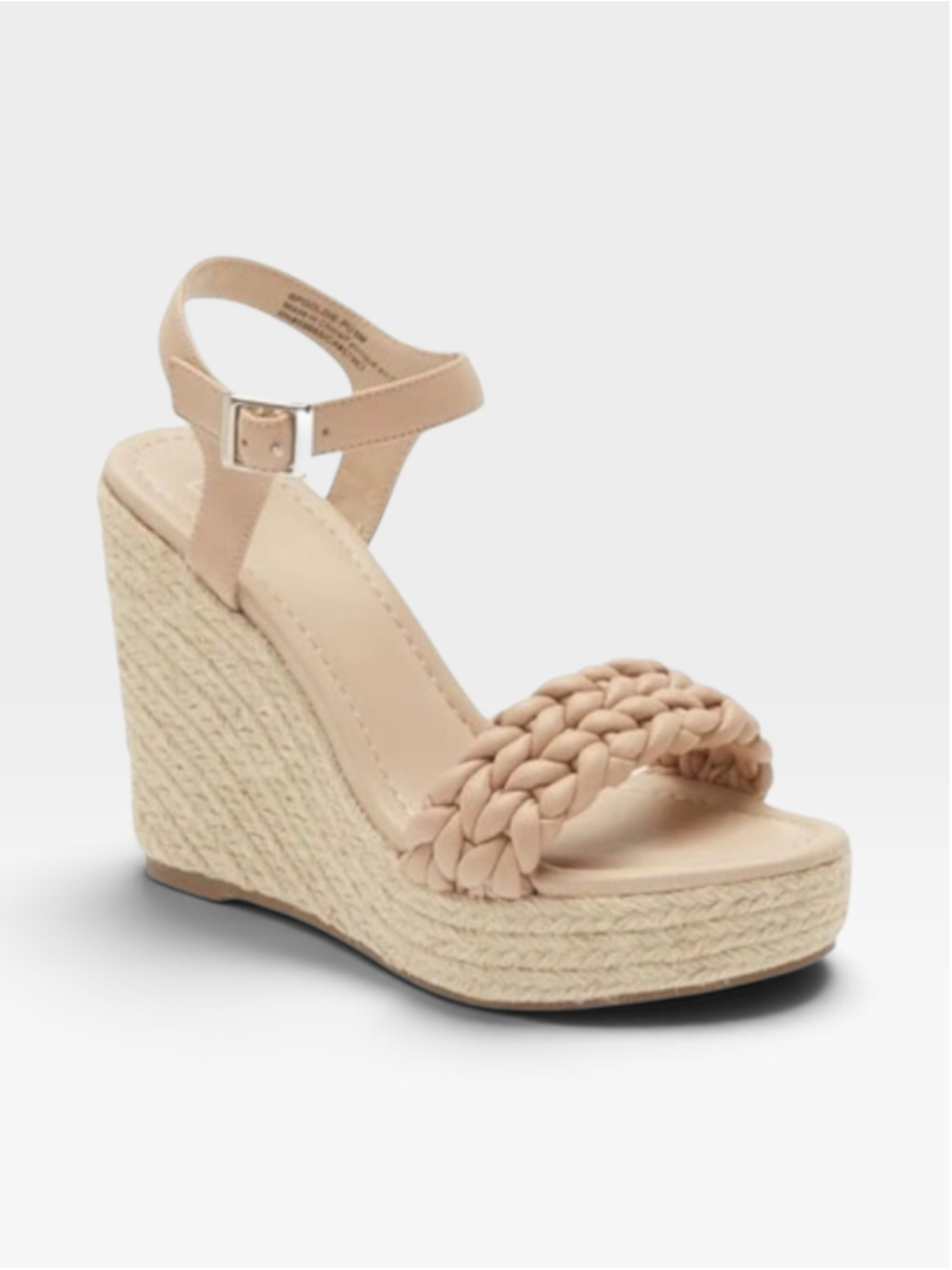 BP Goldie Braided Espadrille Wedge Ankle Strap Sandal Beige Womens 10